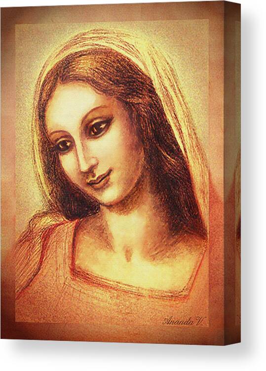 Madonna Canvas Print featuring the mixed media Madonna Drawing by Ananda Vdovic