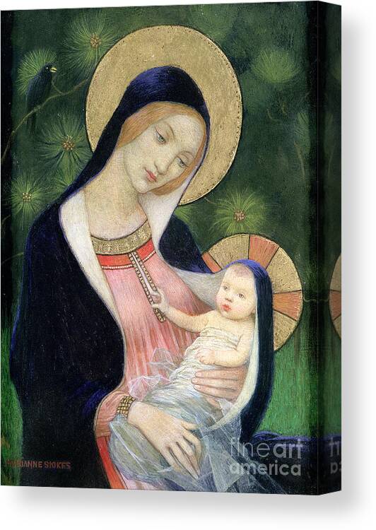 Madonna Of The Fir Tree Canvas Print featuring the painting Madonna of the Fir Tree by Marianne Stokes