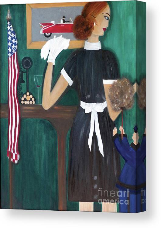 Maid Canvas Print featuring the painting Maid In America by Artist Linda Marie