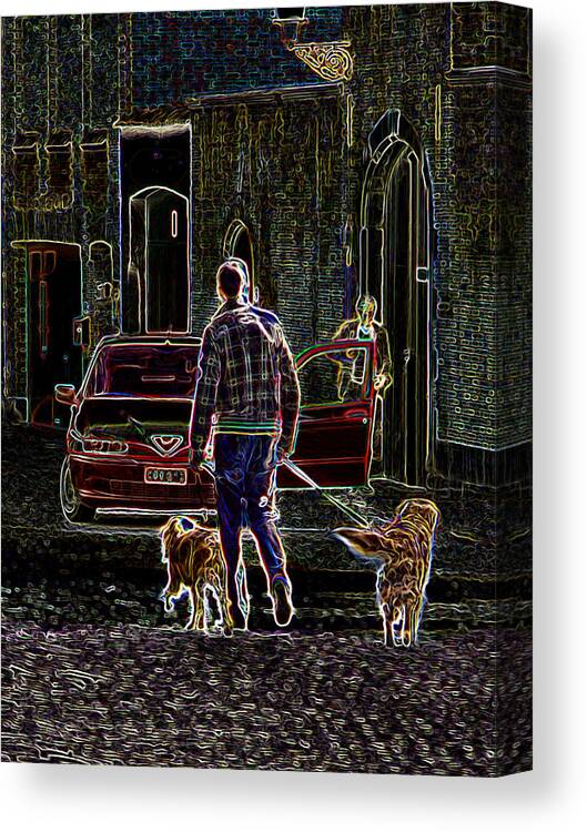 Photograph Canvas Print featuring the photograph Man and Best Friends by Rhonda McDougall