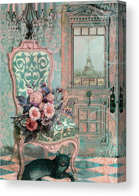 Paris Canvas Print featuring the painting Marcie in Paris by Mindy Sommers