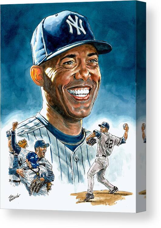 Mariano Rivera Canvas Print featuring the painting Mariano by Tom Hedderich