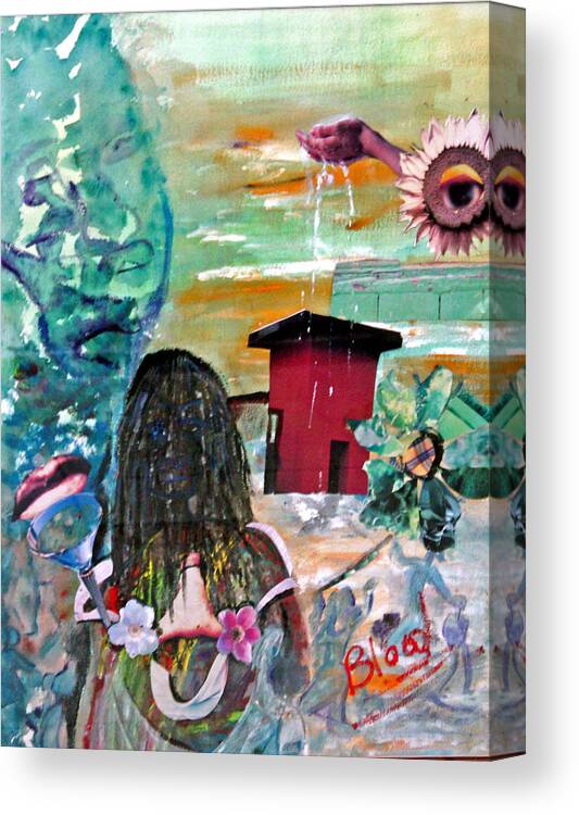 Water Canvas Print featuring the painting Masks of Life by Peggy Blood