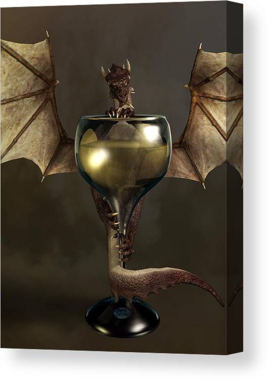 Wine Canvas Print featuring the digital art Mead Dragon by Daniel Eskridge