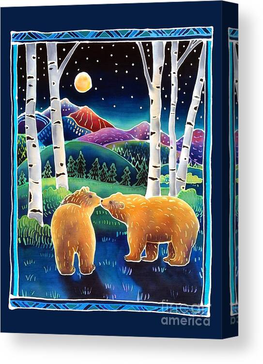 Bear Canvas Print featuring the painting Meeting in the Moonlight by Harriet Peck Taylor