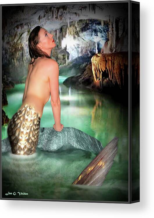 Mermaid Canvas Print featuring the photograph Mermaid In A Cave by Jon Volden