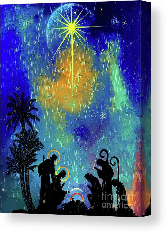 Bethlehem Canvas Print featuring the painting Merry Christmas to All. by Andrzej Szczerski