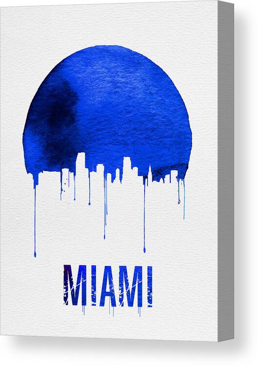 Miami Canvas Print featuring the photograph Miami Skyline Blue by Naxart Studio