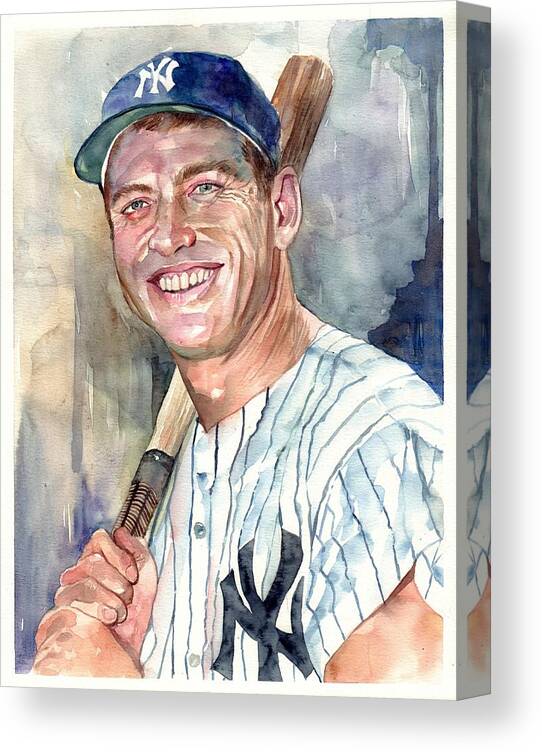 Mickey Canvas Print featuring the painting Mickey Mantle portrait by Suzann Sines