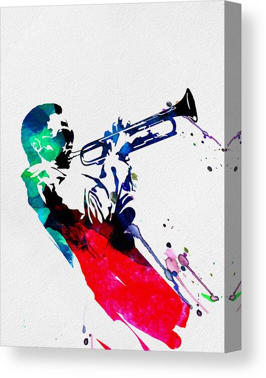 Miles Davis Canvas Print featuring the painting Miles Watercolor by Naxart Studio