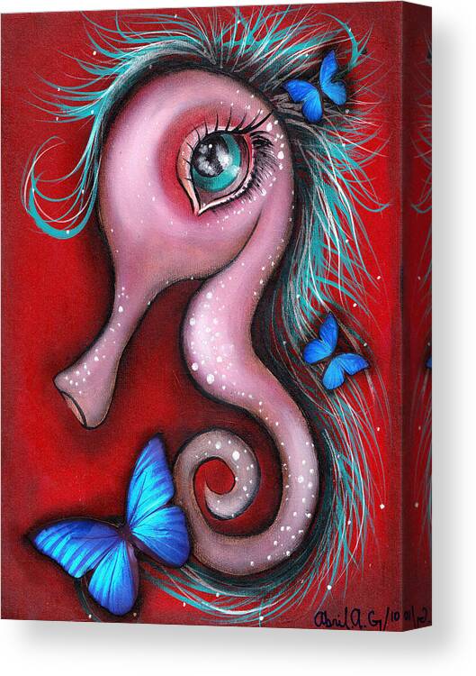 Seahorses Canvas Print featuring the painting Mina by Abril Andrade