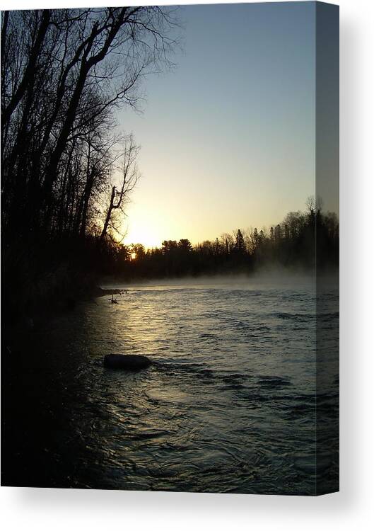 Mississippi River Canvas Print featuring the photograph Mississippi river Sunrise shadow by Kent Lorentzen