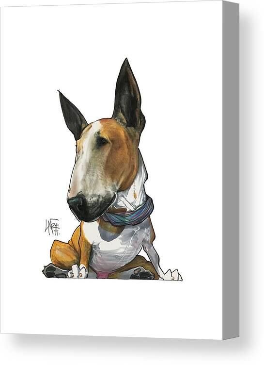 Pet Portrait Canvas Print featuring the drawing Missy Minuto 3190 by John LaFree