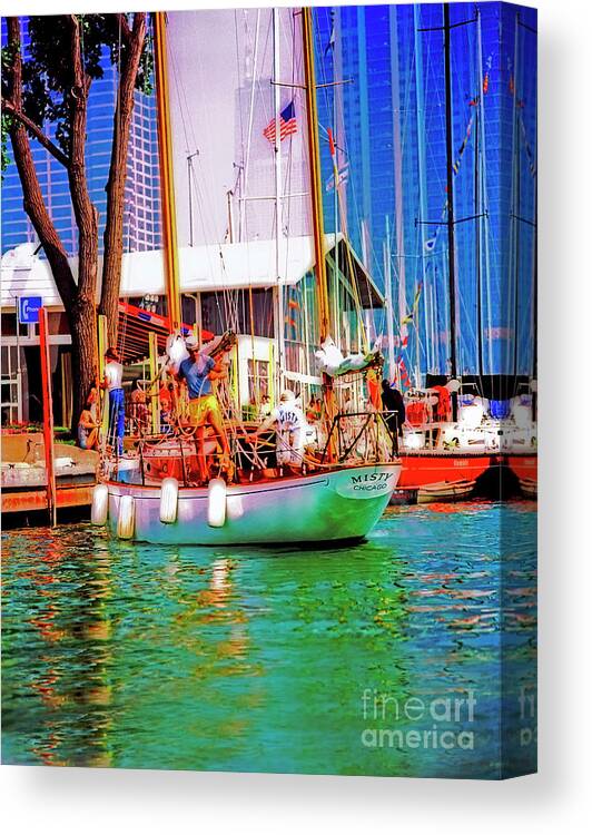 Misty Canvas Print featuring the photograph Misty Chicago Chicago Yacht Club by Tom Jelen