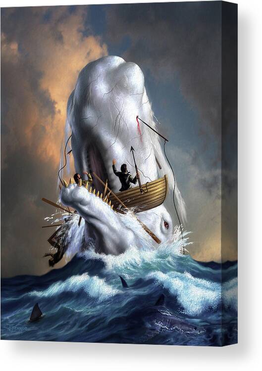 Moby Dick Canvas Print featuring the digital art Moby Dick 1 by Jerry LoFaro