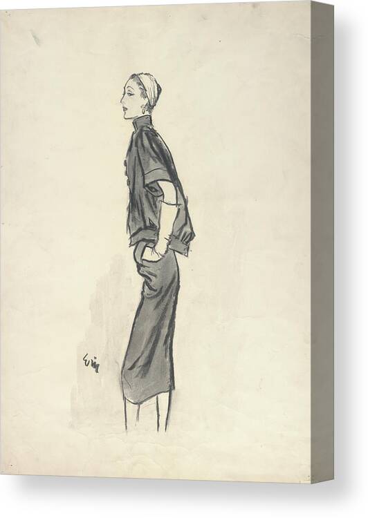 Fashion Canvas Print featuring the digital art Model Wearing Givenchy by Carl Oscar August Erickson