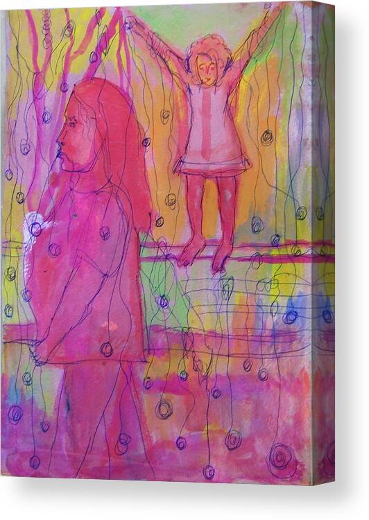 Abstract Canvas Print featuring the painting Mommy PPLLEASEE Look by Judith Redman