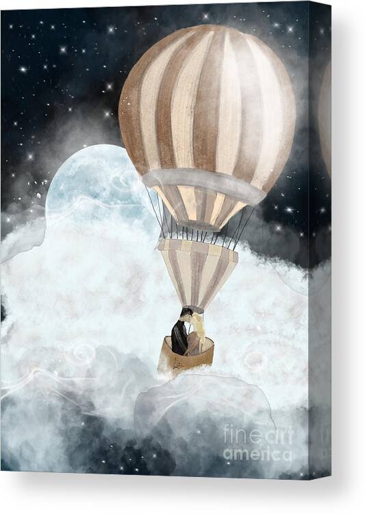 Romantic Canvas Print featuring the painting Moonlight Kisses by Bri Buckley