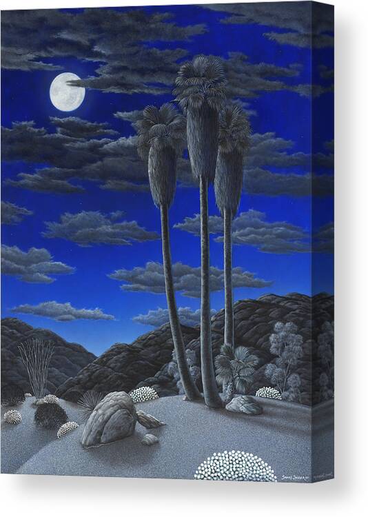 Desert Canvas Print featuring the painting Moonrise by Snake Jagger