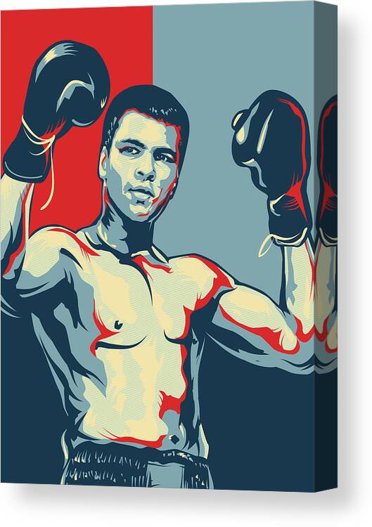 Mohammed Ali Versus Sonny Liston Canvas Print featuring the painting Muhammad Ali portrait by Unique Drawing