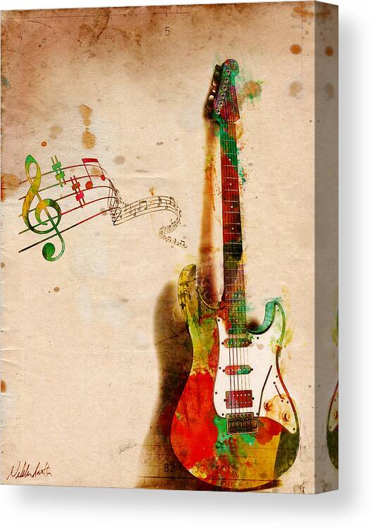 Guitar Canvas Print featuring the digital art My Guitar Can SING by Nikki Smith