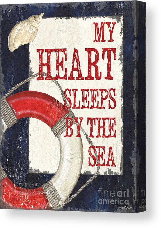 Beach Canvas Print featuring the painting My Heart Sleeps by the Sea by Debbie DeWitt