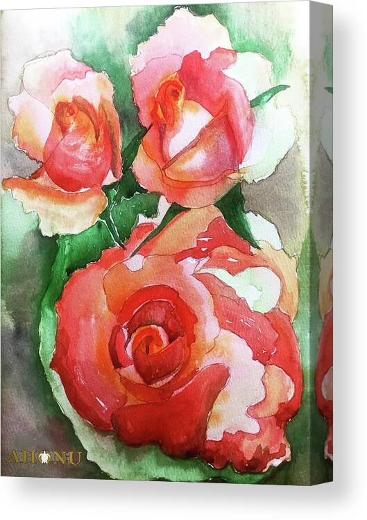 Rose Canvas Print featuring the painting My Wild Irish Rose by AHONU Aingeal Rose
