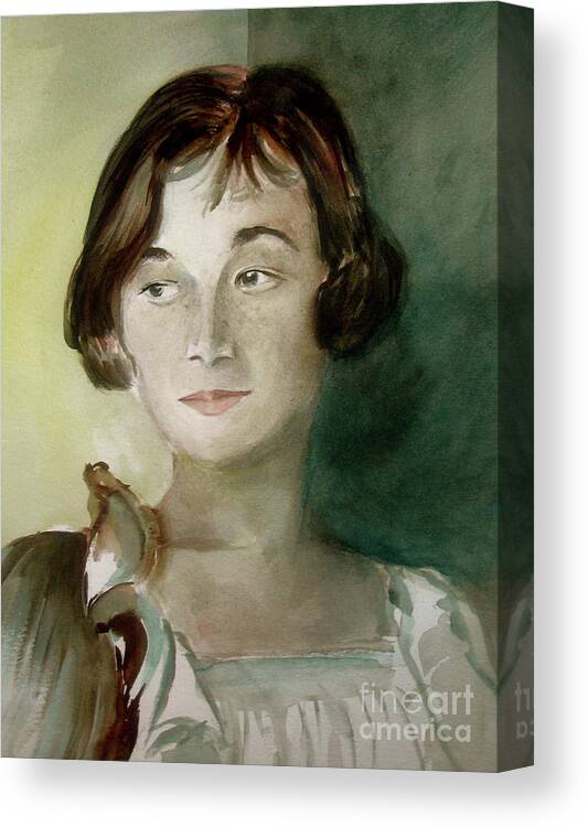 Watercolor Canvas Print featuring the painting Nanny by Allison Ashton