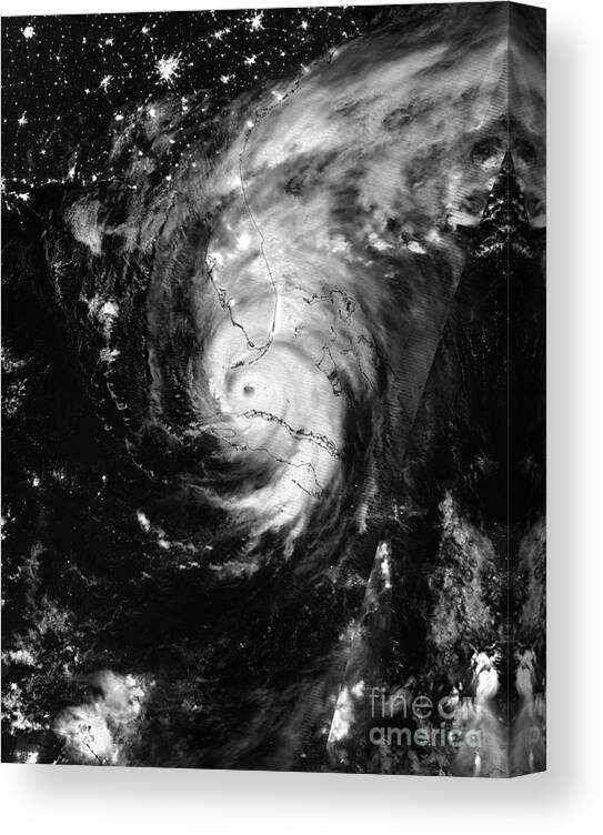 Nasa Hurricane Irma Between Cuba And Florida Satellite Image Canvas Print featuring the photograph NASA Hurricane Irma between Cuba and Florida Satellite Image by Rose Santuci-Sofranko
