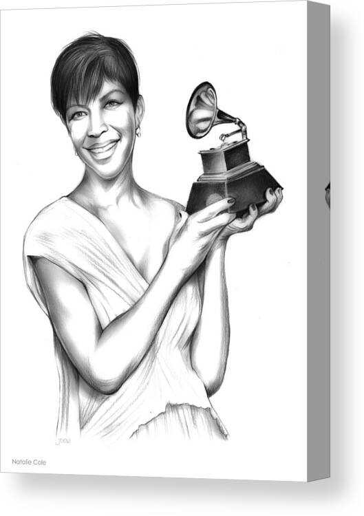 Natalie Cole Canvas Print featuring the drawing Natalie Cole by Greg Joens