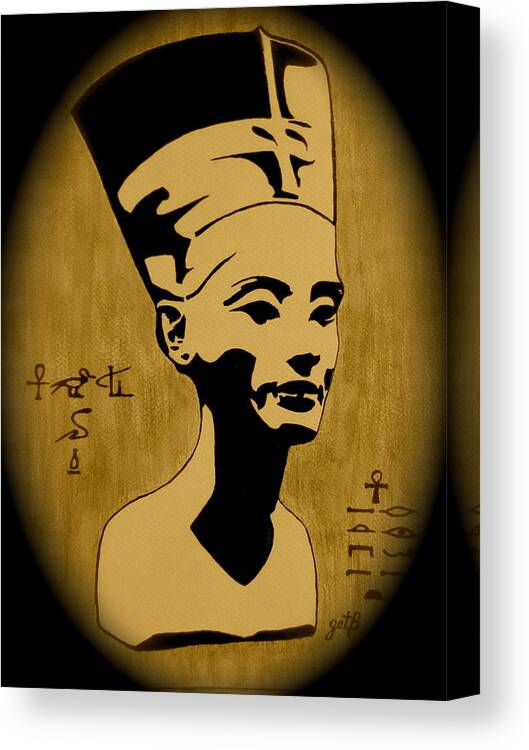 Nefertiti Egyptian Woman Canvas Print featuring the painting Nefertiti Egyptian Queen by Georgeta Blanaru