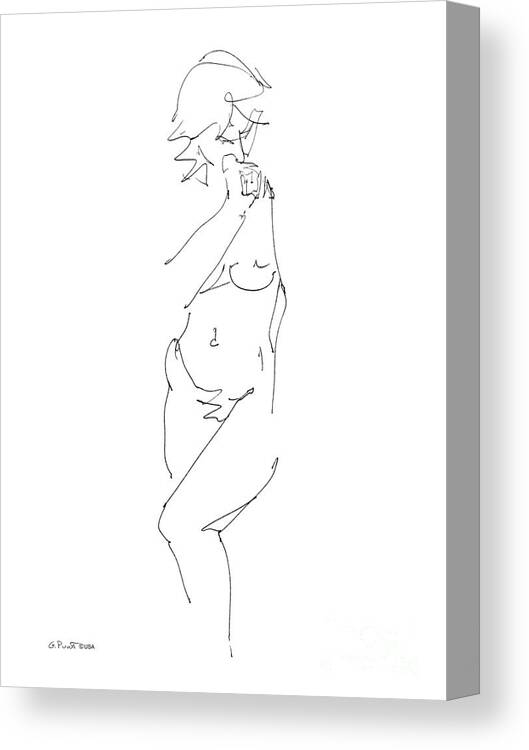 Female Canvas Print featuring the drawing Nude Female Drawings 18 by Gordon Punt