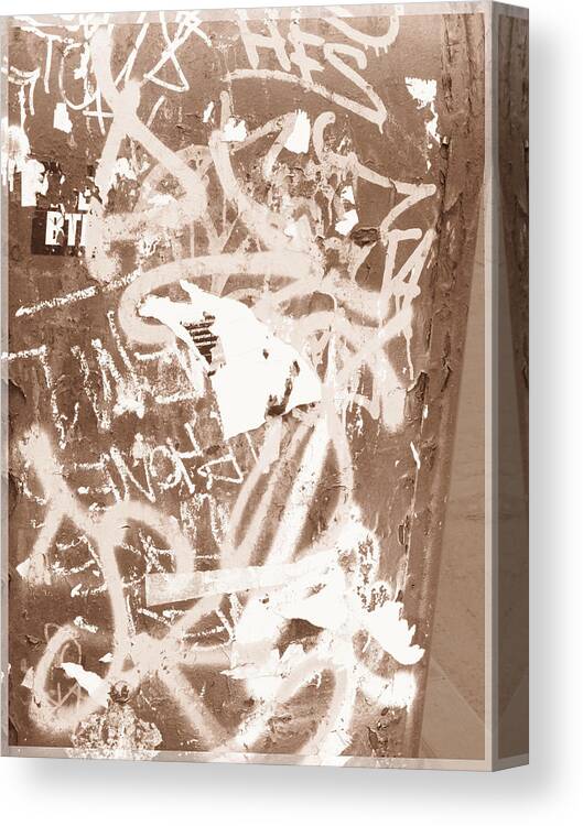 Sepia Graffiti Canvas Print featuring the photograph NYC Code by Feather Redfox