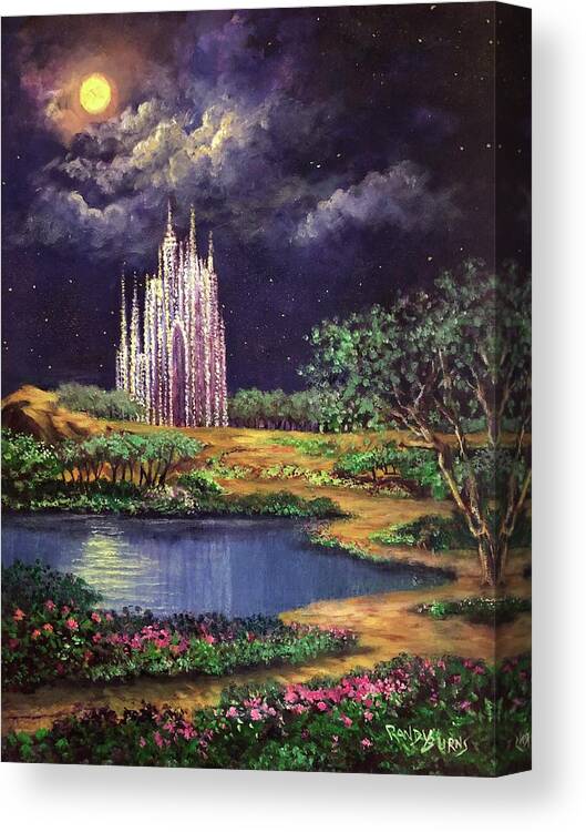 Castles Canvas Print featuring the painting Of Glass Castles and Moonlight by Rand Burns