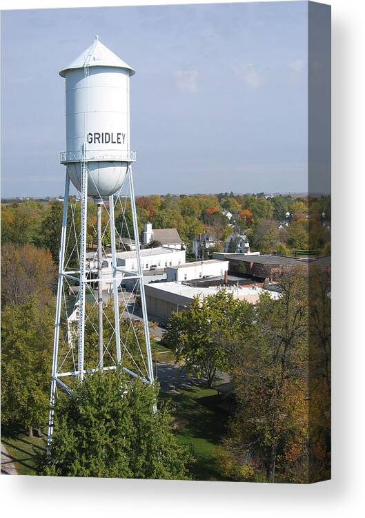 Old Gridley Water Tower Canvas Print featuring the photograph Old Gridley Water Tower by Dylan Punke