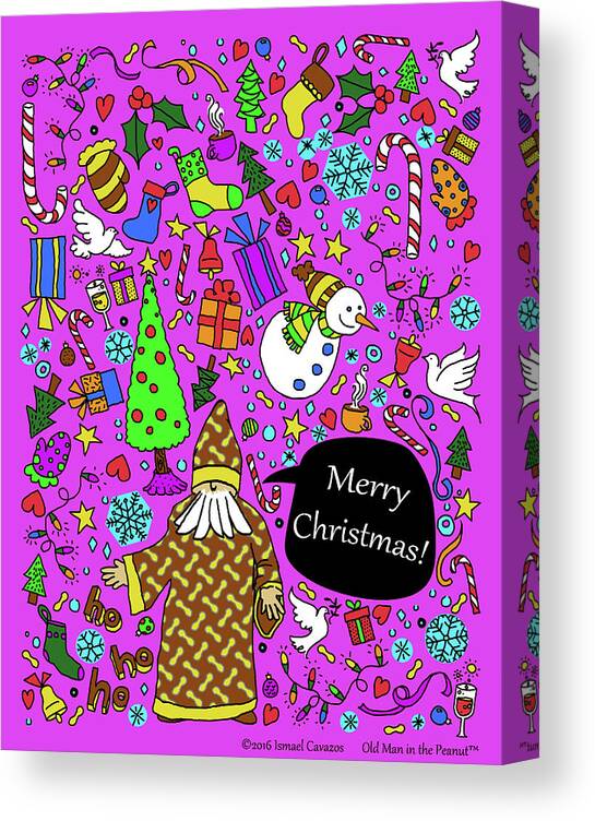 Christmas Card Canvas Print featuring the digital art Old Man in the Peanut Merry Christmas by Ismael Cavazos