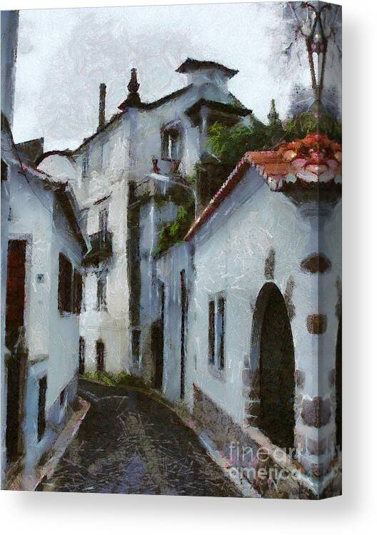 Painting Canvas Print featuring the painting Old Town Street by Dimitar Hristov
