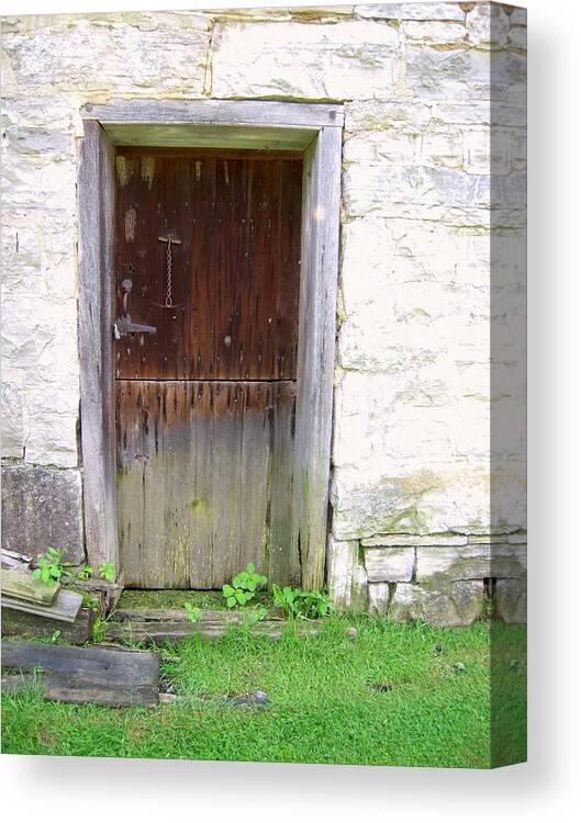 Mills Canvas Print featuring the photograph Old Yingling Flour Mill Door by Don Struke