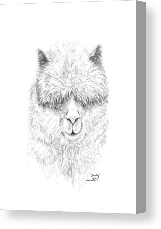 Llama Art Canvas Print featuring the drawing Omily by Kristin Llamas