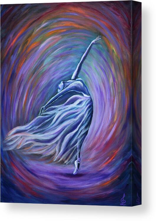 Ballerina Canvas Print featuring the painting On the point by Lilia D