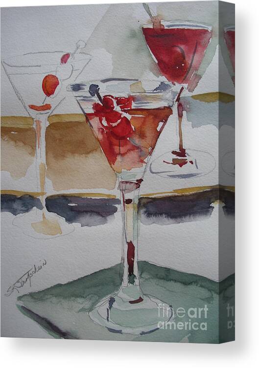 Martini Canvas Print featuring the painting One Too Many by Sandra Strohschein
