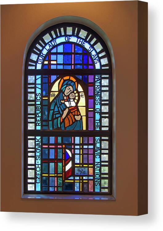 Stained Glass Window Canvas Print featuring the photograph Our Lady of the Slavs by Sally Weigand