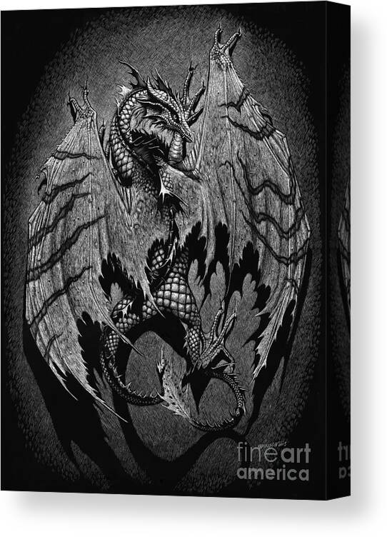 Dragon Canvas Print featuring the digital art Out of the Shadows by Stanley Morrison