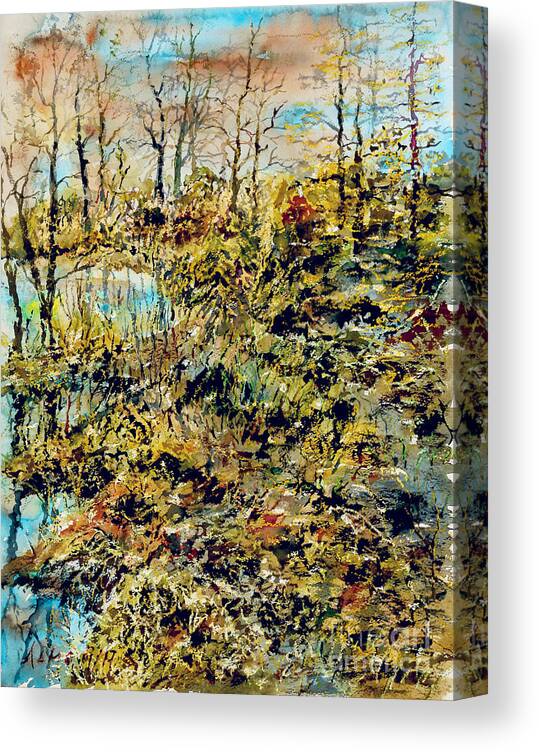 Watercolor Canvas Print featuring the painting Outside Trodden Paths by Almo M