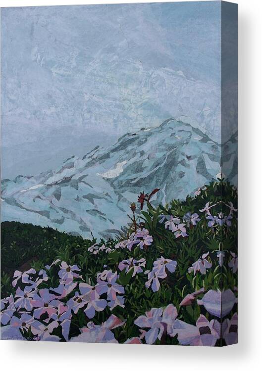 Landscape Canvas Print featuring the painting Paradise Mount Rainier by Leah Tomaino