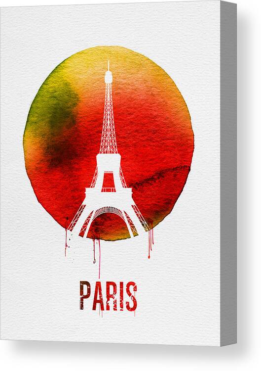 Paris Canvas Print featuring the digital art Paris Landmark Red by Naxart Studio