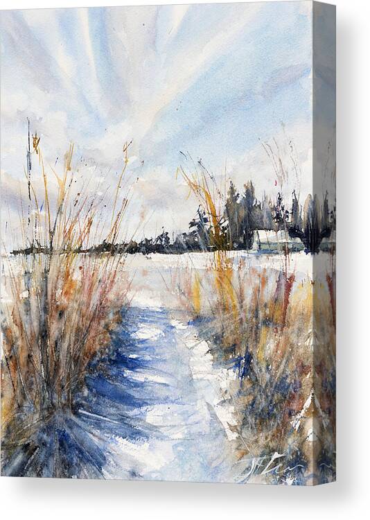 Watercolor Canvas Print featuring the painting Path Shadows in the Way Back by Judith Levins