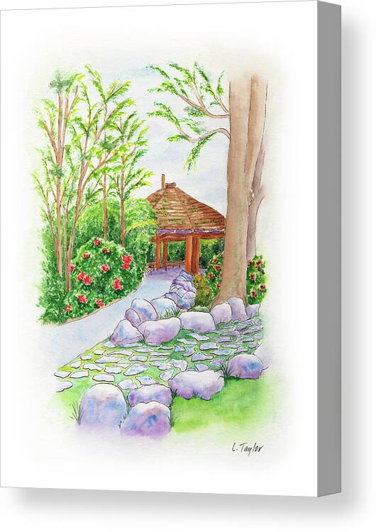 Gazebo Canvas Print featuring the painting Pavilion Pathway by Lori Taylor