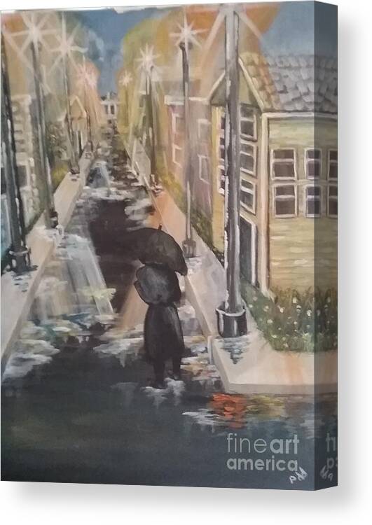 Rain Canvas Print featuring the painting Persistence by Saundra Johnson