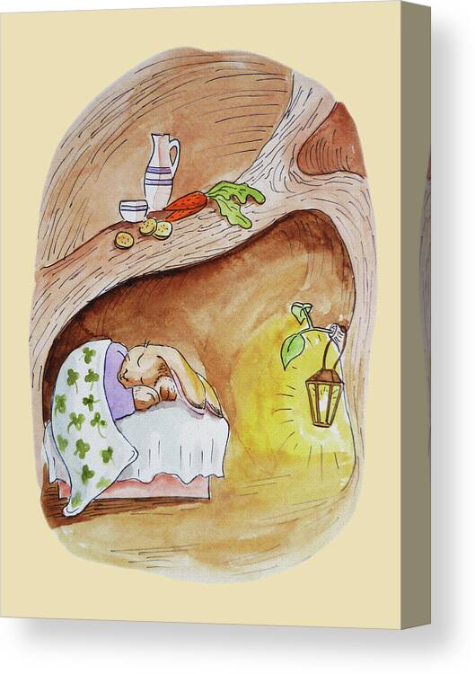 Peter Rabbit Canvas Print featuring the painting Peter Rabbit Watercolour Illustration III by Irina Sztukowski